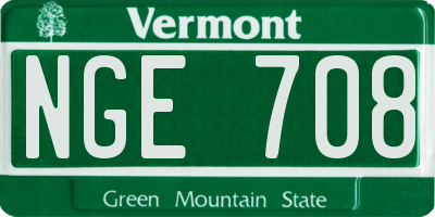 VT license plate NGE708