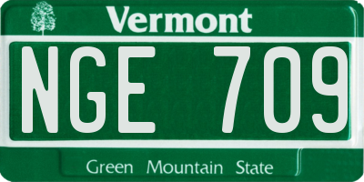 VT license plate NGE709