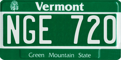 VT license plate NGE720