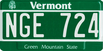 VT license plate NGE724