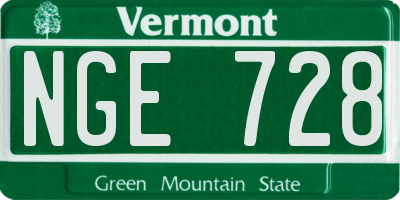 VT license plate NGE728