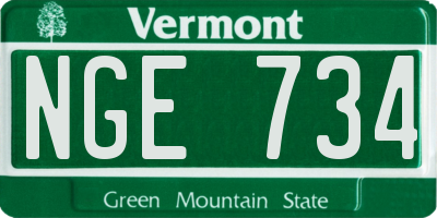 VT license plate NGE734