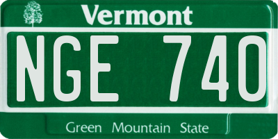 VT license plate NGE740