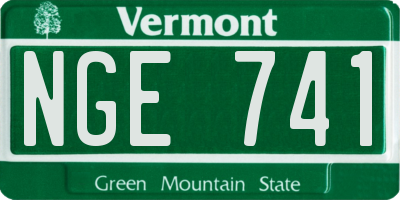 VT license plate NGE741
