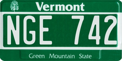 VT license plate NGE742
