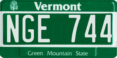VT license plate NGE744