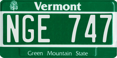 VT license plate NGE747