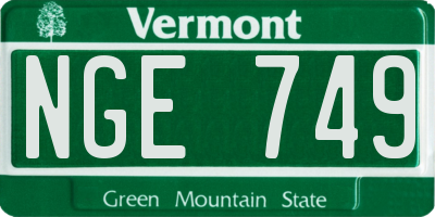 VT license plate NGE749