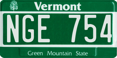 VT license plate NGE754