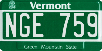 VT license plate NGE759
