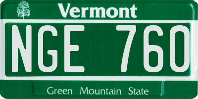 VT license plate NGE760