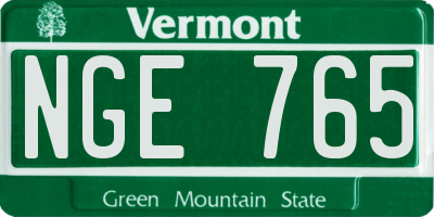 VT license plate NGE765