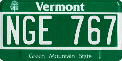 VT license plate NGE767