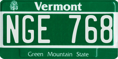 VT license plate NGE768