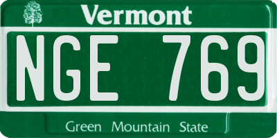 VT license plate NGE769