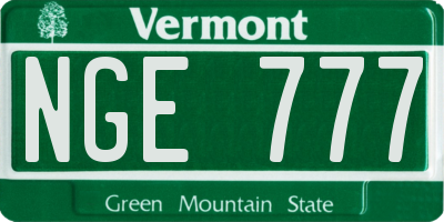 VT license plate NGE777
