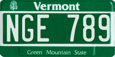 VT license plate NGE789