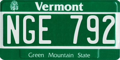 VT license plate NGE792