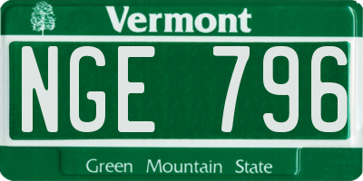 VT license plate NGE796