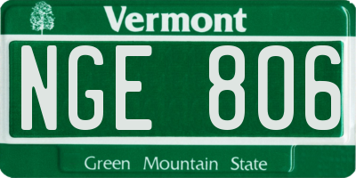 VT license plate NGE806