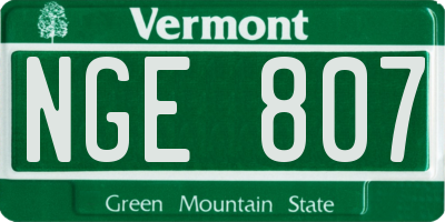 VT license plate NGE807