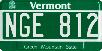 VT license plate NGE812