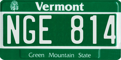 VT license plate NGE814