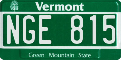 VT license plate NGE815