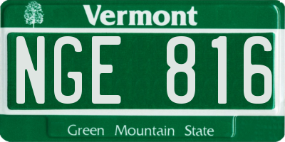 VT license plate NGE816