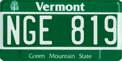 VT license plate NGE819