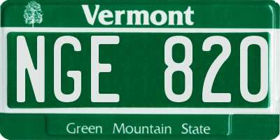 VT license plate NGE820