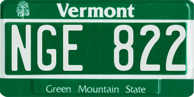 VT license plate NGE822