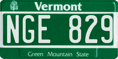 VT license plate NGE829