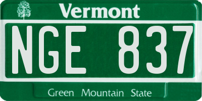 VT license plate NGE837