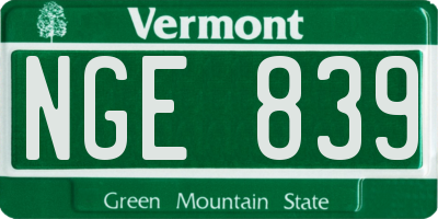 VT license plate NGE839