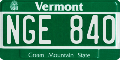 VT license plate NGE840
