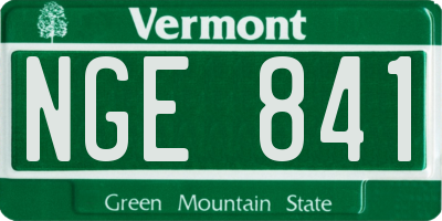 VT license plate NGE841