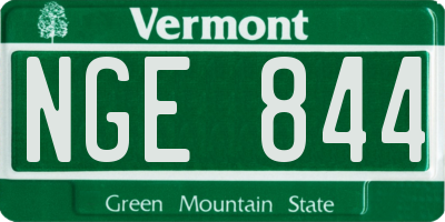 VT license plate NGE844