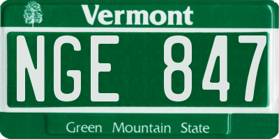 VT license plate NGE847