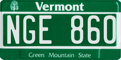 VT license plate NGE860