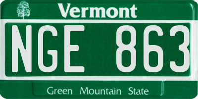 VT license plate NGE863