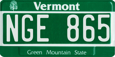 VT license plate NGE865