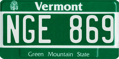VT license plate NGE869