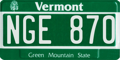 VT license plate NGE870