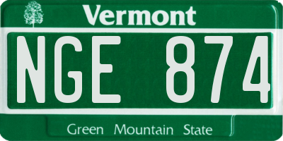 VT license plate NGE874