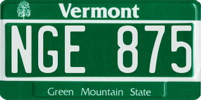 VT license plate NGE875