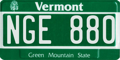 VT license plate NGE880