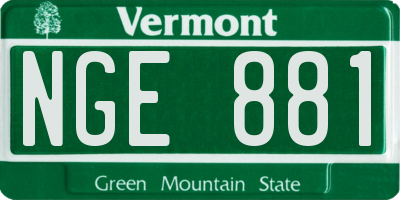 VT license plate NGE881
