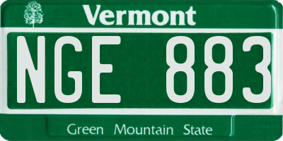 VT license plate NGE883