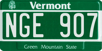 VT license plate NGE907